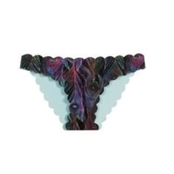 NWOT Pilyq Girls 10 Rainbow Feather Reversible Peacock Bikini Swim Bottom 113950 - Picture 2 of 4